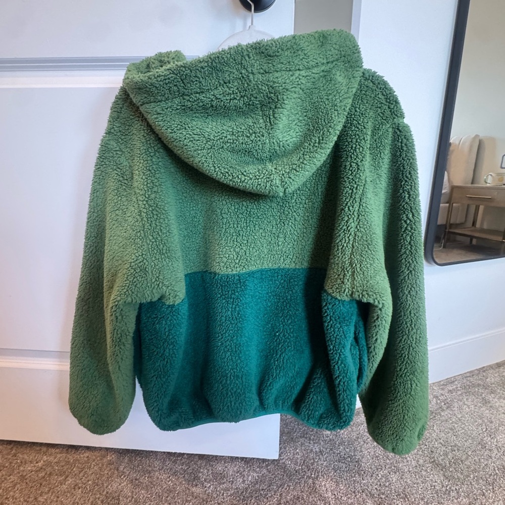 Aviator Nation TEDDY UNISEX HALF ZIP COLOR BLOCK JACKET - GARDEN GREEN size S - Picture 2 of 4